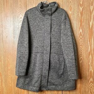 Lands'‎ End Women's 2XL Heather Gray Sweater Fleece Long Zip Jacket/Tunic Jacket